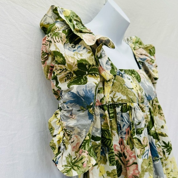 Urban Outfitters 100%Cotton Sundress Green and Pink Floral Top - Picture 4 of 15